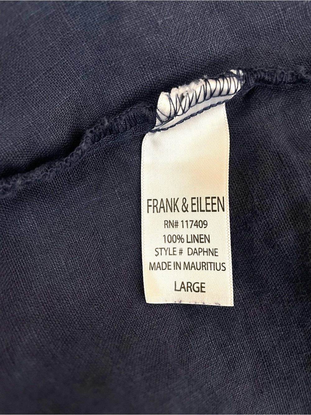 Frank & Eileen DAPHNE Popover Linen Maxi Shirt Dress Navy Large - Picture 11 of 14